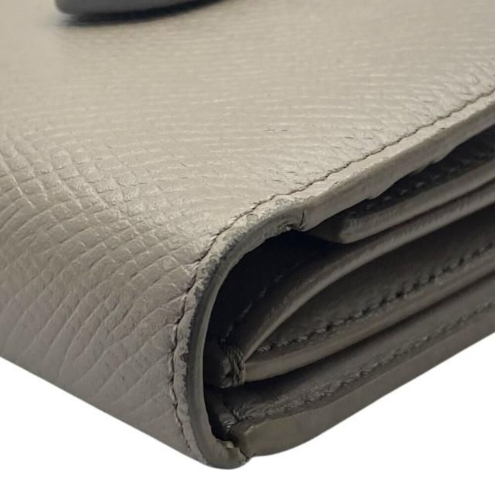 Celine Wallet Fold Wallet Compact Wallet Mini Wallet Logo Leather Gray - Picture 4 of 9